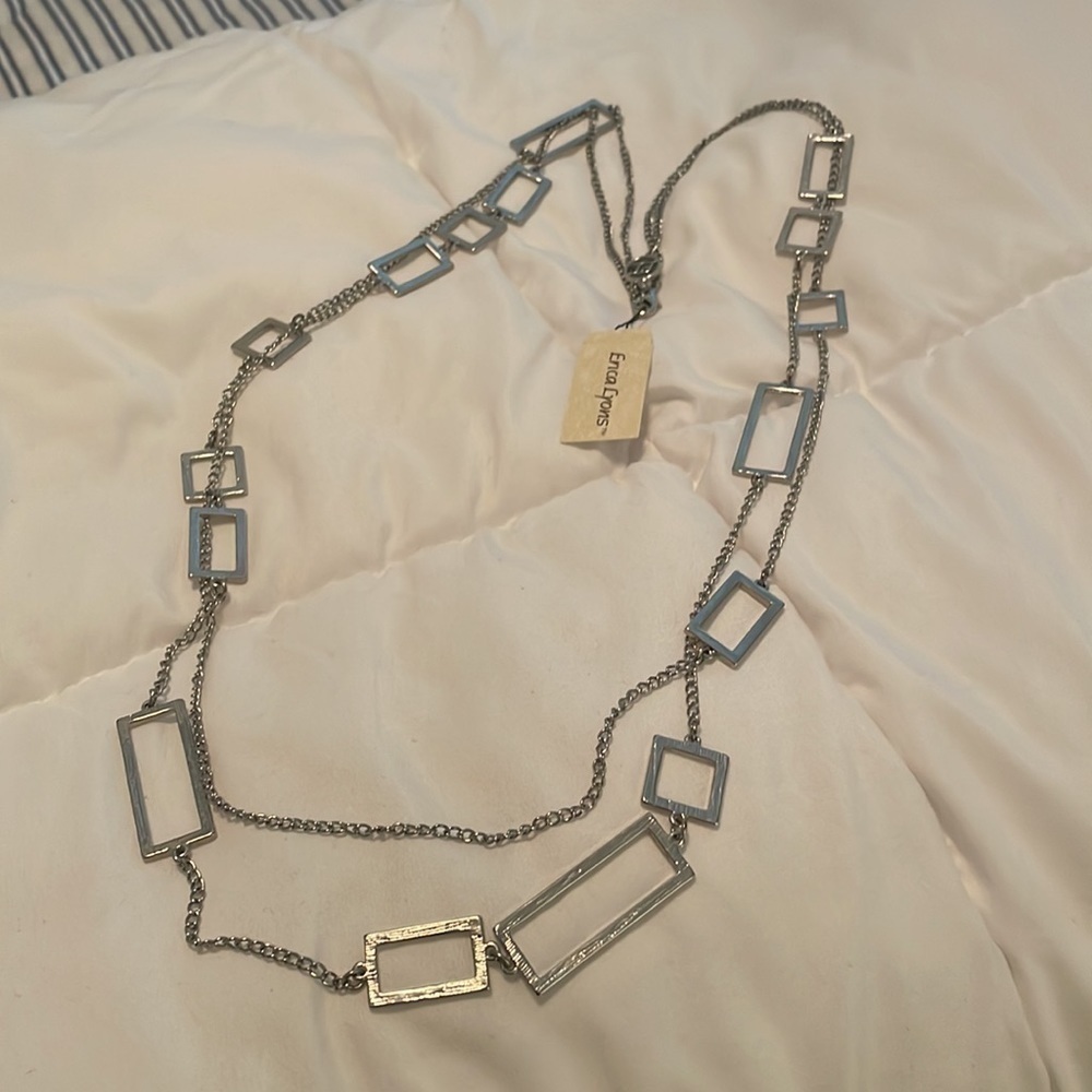 New Erica Lyons  Long Silver Necklace